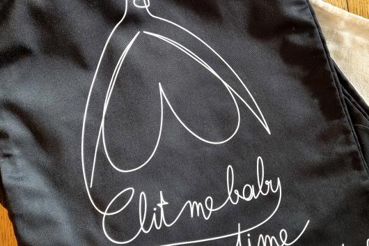 Tote bag noir - Clit blanc