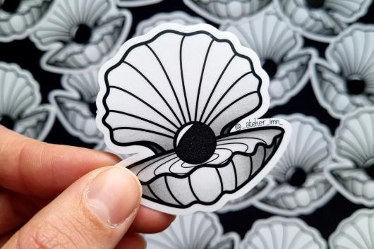 Sticker coquillage noir et blanc