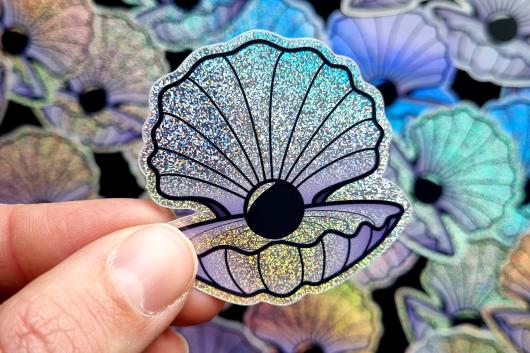 Sticker coquillage pailleté