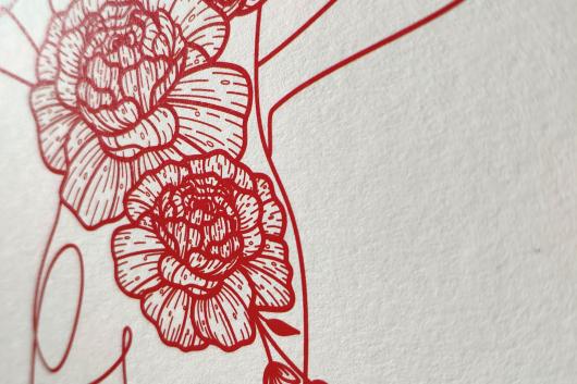 Zoom texture papier et couleur Pivoine