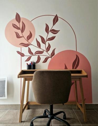 Fresque Estelle avec bureau et fauteuil